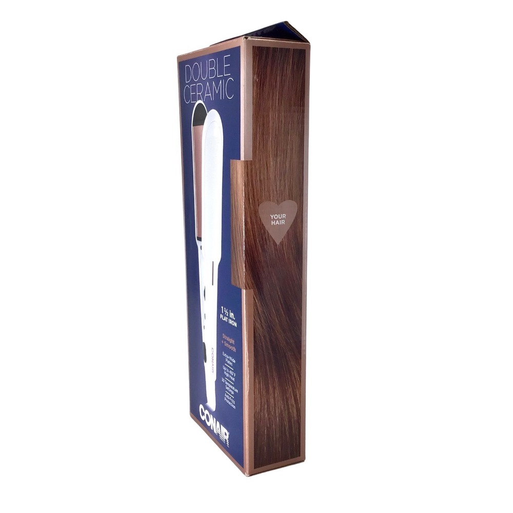 Conair Double Ceramic 1‎ 1/2 Inch Flat Iron Hair Straightener Extra Wide Plates - Picture 2 of 11